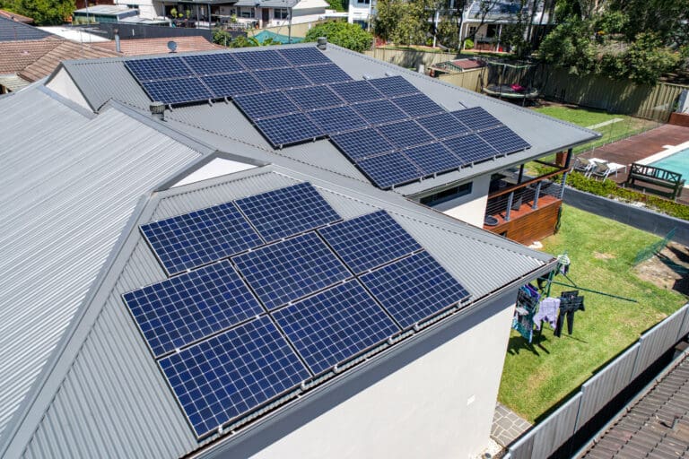 Solar panels on the roof of a house.