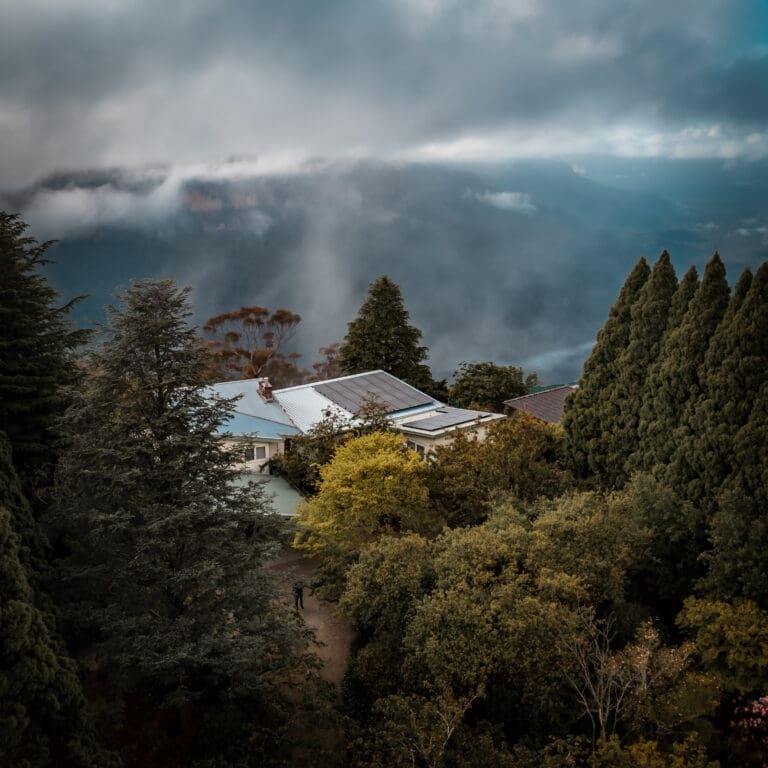 A house on top of a mountain in the blue mountains.