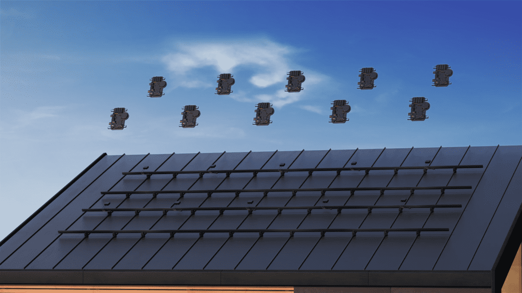 A roof with a lot of solar panels on it.