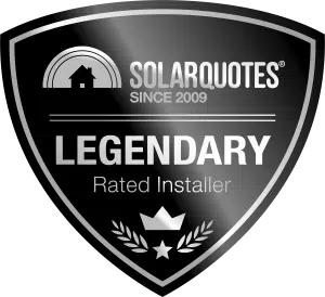 The solar quotes logo with the words'legendary rated installer'.