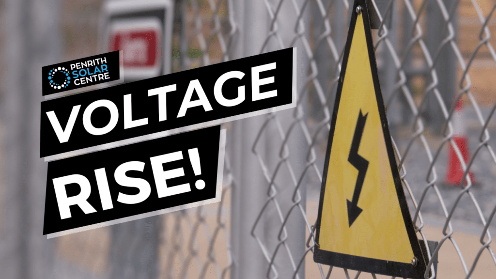 A sign that says voltage rise on a chain link fence.