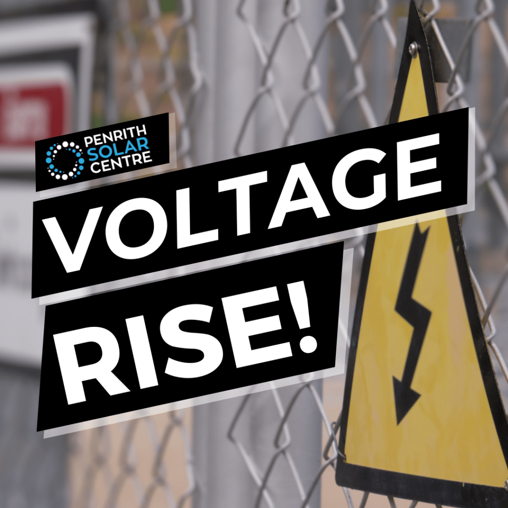 A sign that says voltage rise in front of a chain link fence.